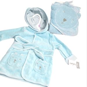 Carter's Baby Matching Robe Towel Bear Set 0 to 9 mos